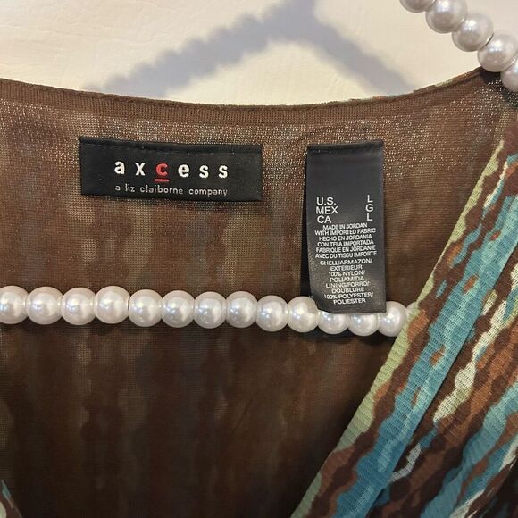 Axcess Babydoll Tank Top Size L striped Chiffon Empire Waist Y2K boho 70s peasan - Picture 6 of 12